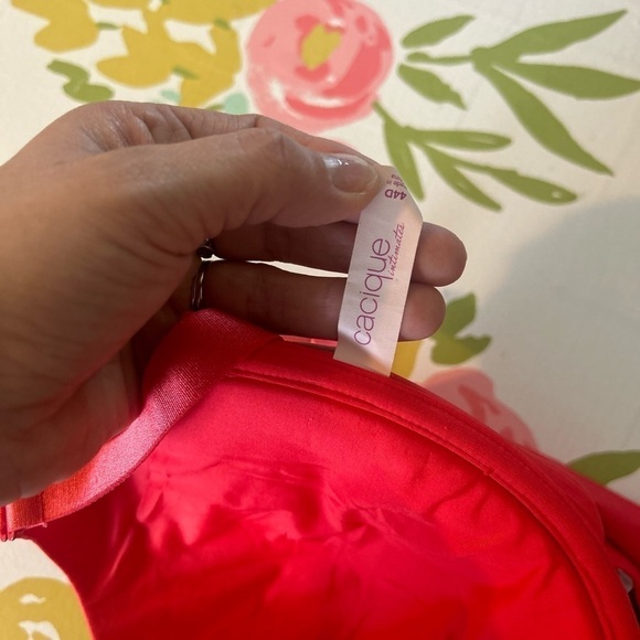 Cacique 44D open front chevron black white and orange bra wired - Picture 4 of 5